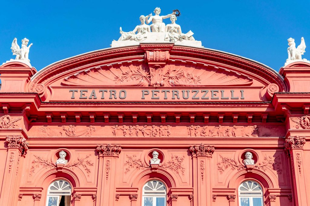 Detail of a Petruzzelli Theatre in the old town of Bari city.