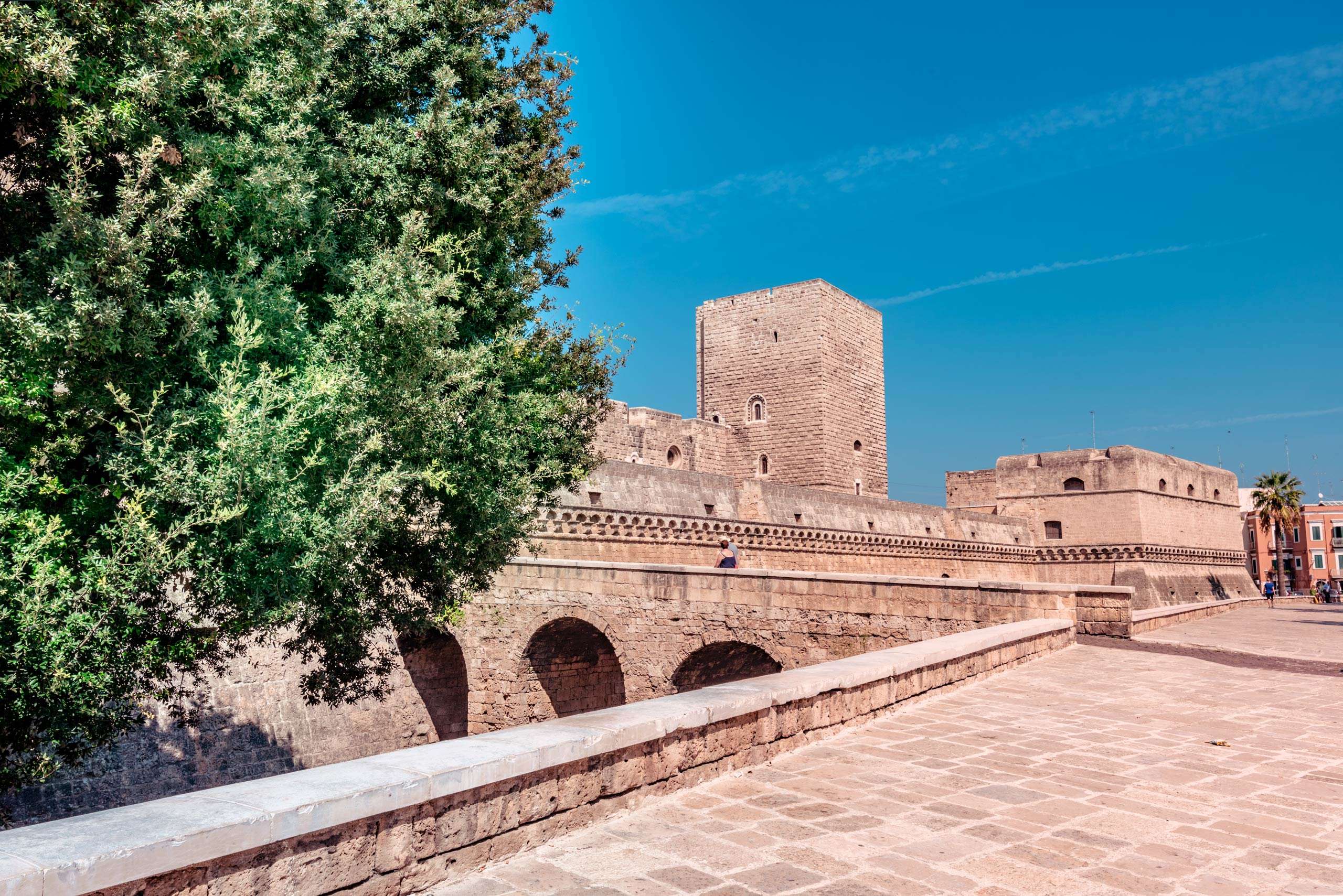 Panoramic of Swabian Castle in the old town of Bari city.