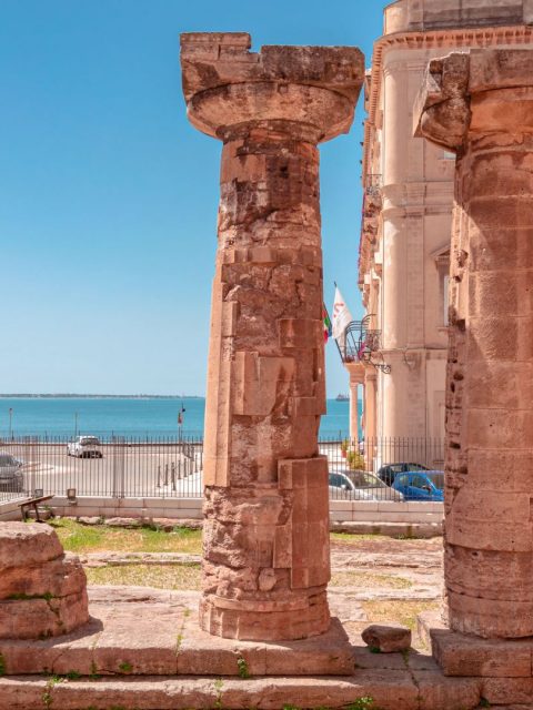 doric columns on the seaside of taranto