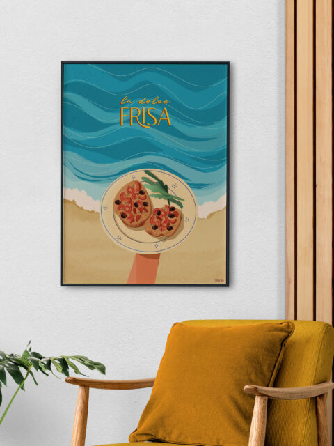 poster dedicati alla puglia, la dolce frisa realizzata da Chiara Fracella in arte Illudio