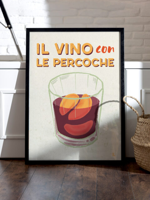 poster illustrazione puglia il vino con le percoche by daria toriello